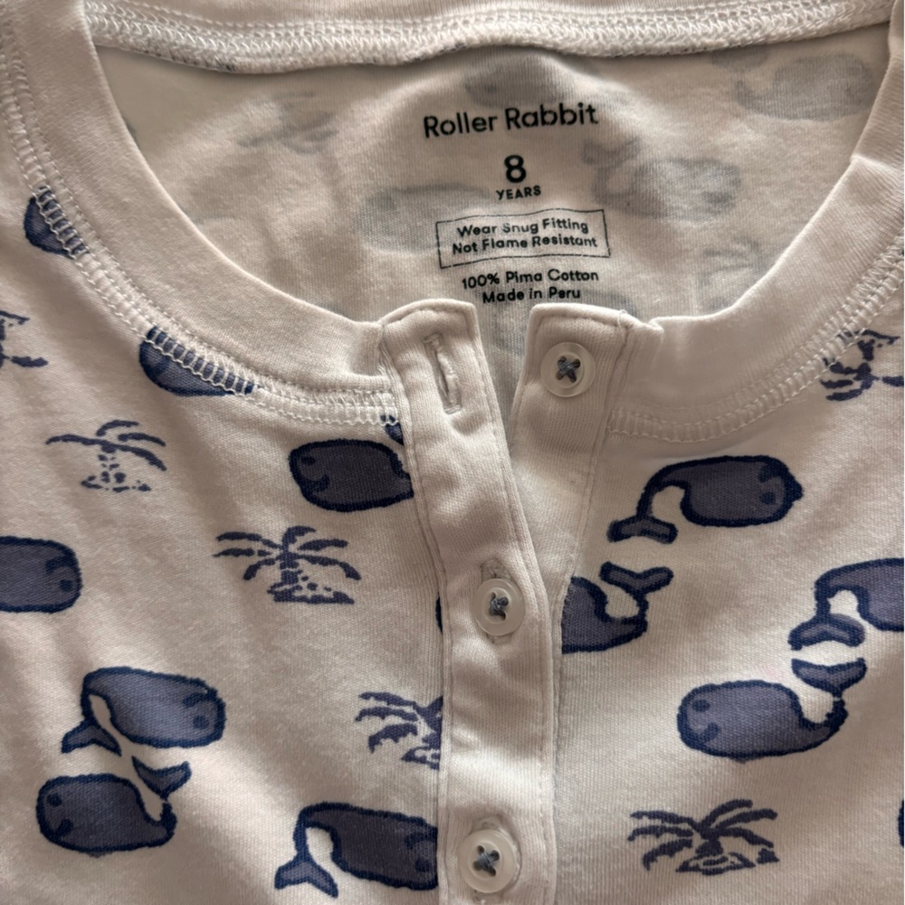 Roller Rabbit White PJswith Navy Whale Print